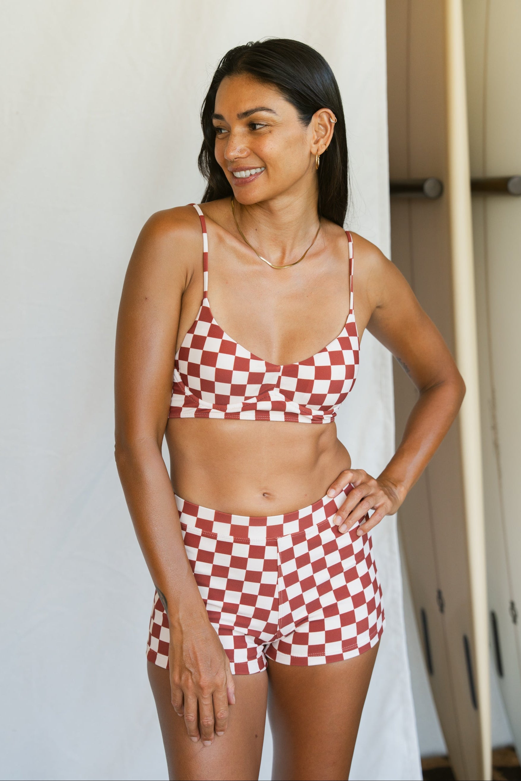 Maya Marfa Check Print Top