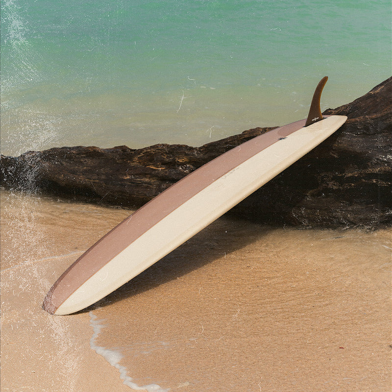 classic earth tone color longboard surfboard for sale in bali