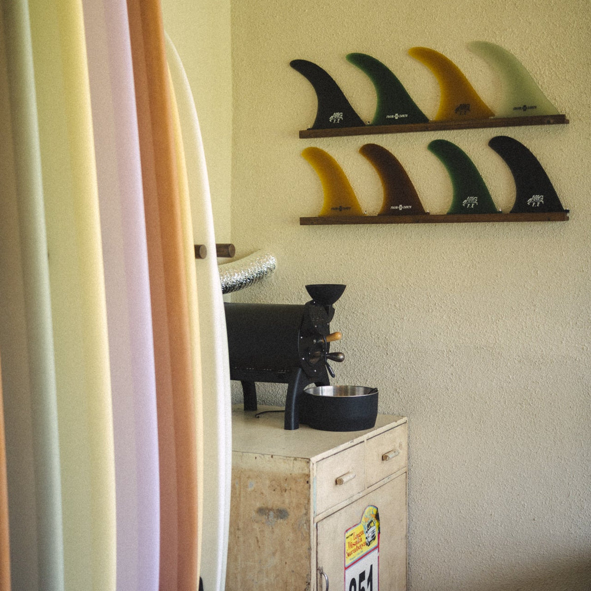 surfboards and coffee roasting in bali